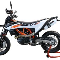 Exhaust compatible with Ktm Smc 690 R 2019-2020, Albus Evo4, Homologated legal slip-on exhaust including removable db killer, link pipe and catalyst