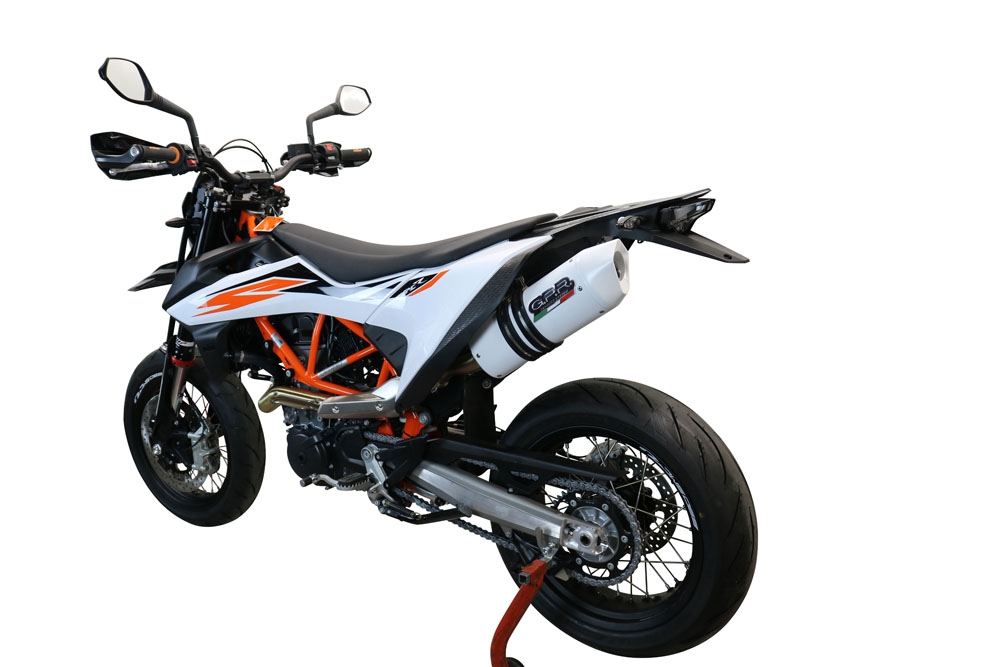 Exhaust compatible with Ktm Smc 690 R 2019-2020, Albus Evo4, Homologated legal slip-on exhaust including removable db killer, link pipe and catalyst