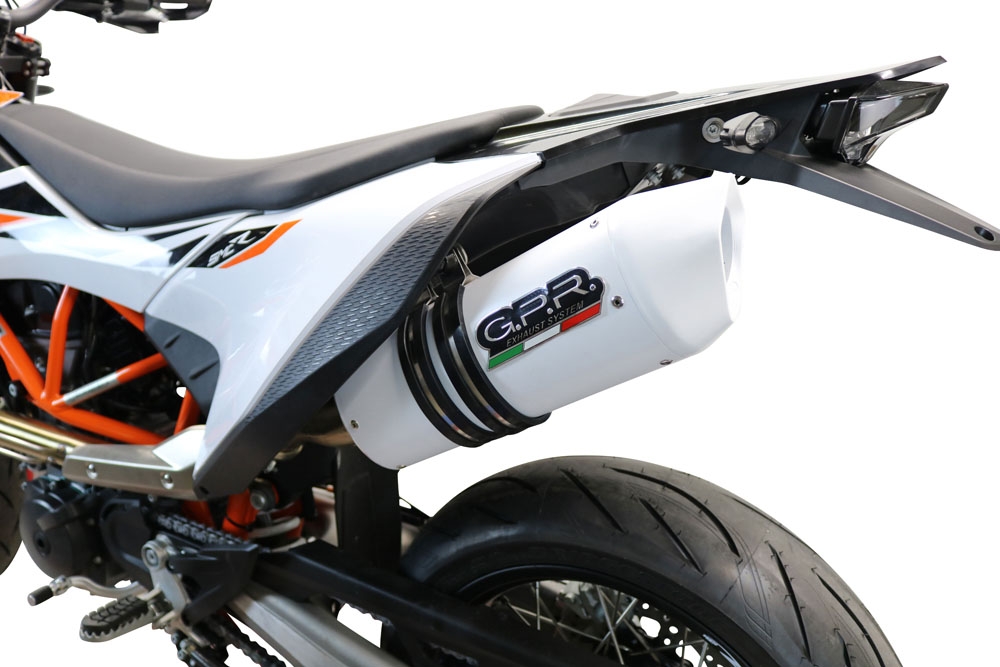 Exhaust compatible with Ktm Smc 690 R 2019-2020, Albus Evo4, Homologated legal slip-on exhaust including removable db killer, link pipe and catalyst