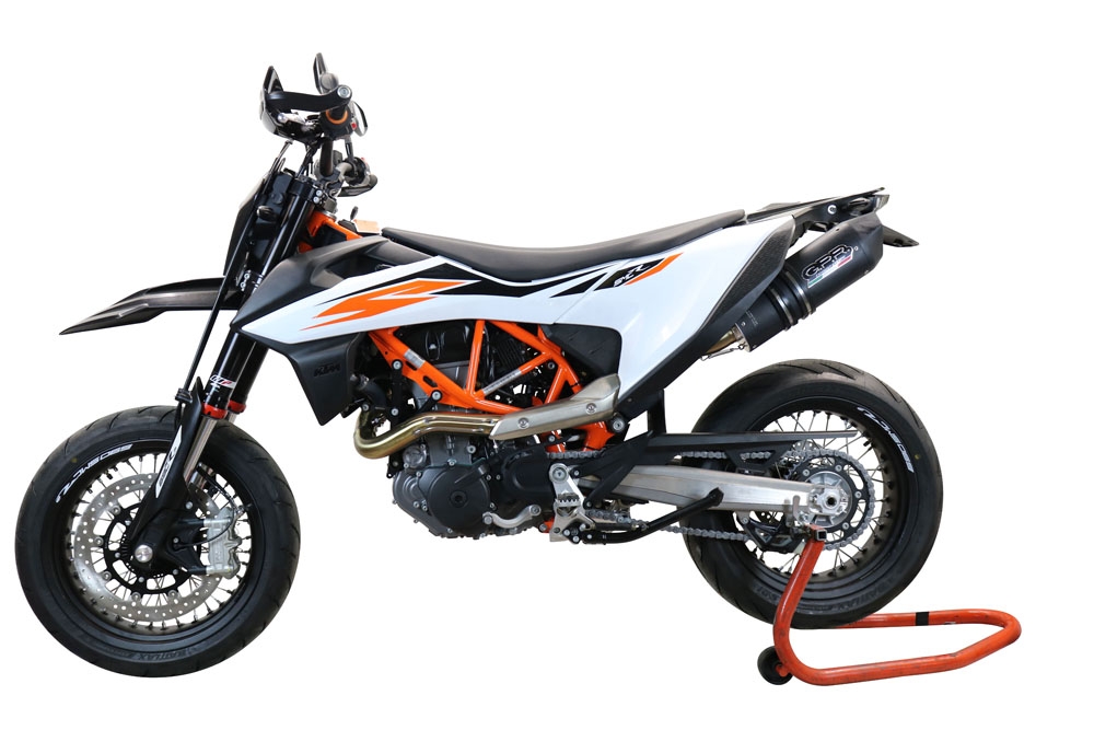 Exhaust compatible with Ktm Smc 690 R 2021-2024, Furore Nero, Racing slip-on exhaust, including link pipe and removable db killer