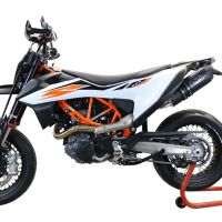 Exhaust compatible with Ktm Smc 690 R 2021-2024, Furore Nero, Racing slip-on exhaust, including link pipe and removable db killer