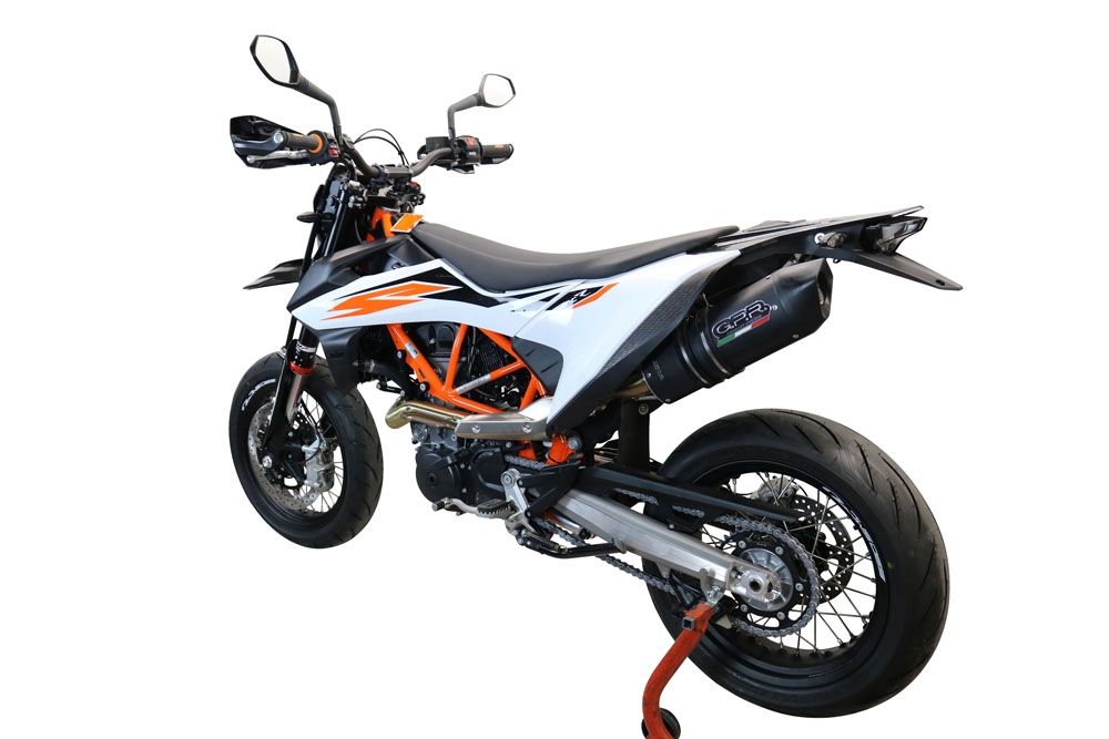 Exhaust compatible with Ktm Smc 690 R 2021-2024, Furore Nero, Racing slip-on exhaust, including link pipe and removable db killer