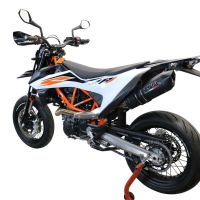 Exhaust compatible with Ktm Smc 690 R 2021-2024, Furore Nero, Racing slip-on exhaust, including link pipe and removable db killer