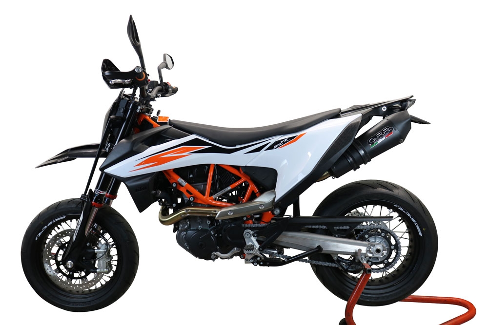 Esapament GPR compatibil cu Ktm Enduro 690 R 2019 Evacuare slip-on omologata, inclusiv db killer detașabil, cot de legătură și catalizator,New Grand Prix Evo Black Titanium
