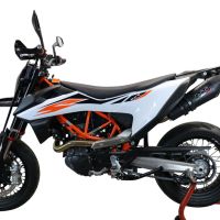Esapament GPR compatibil cu Ktm Enduro 690 R 2019 Evacuare slip-on omologata, inclusiv db killer detașabil, cot de legătură și catalizator,New Grand Prix Evo Black Titanium