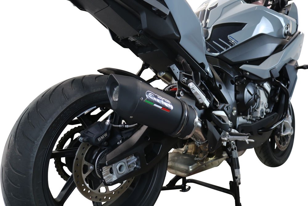 Exhaust compatible with Bmw S 1000 XR -M 2020-2025, Furore Evo4 Nero, Homologated legal slip-on exhaust including removable db killer and link pipe