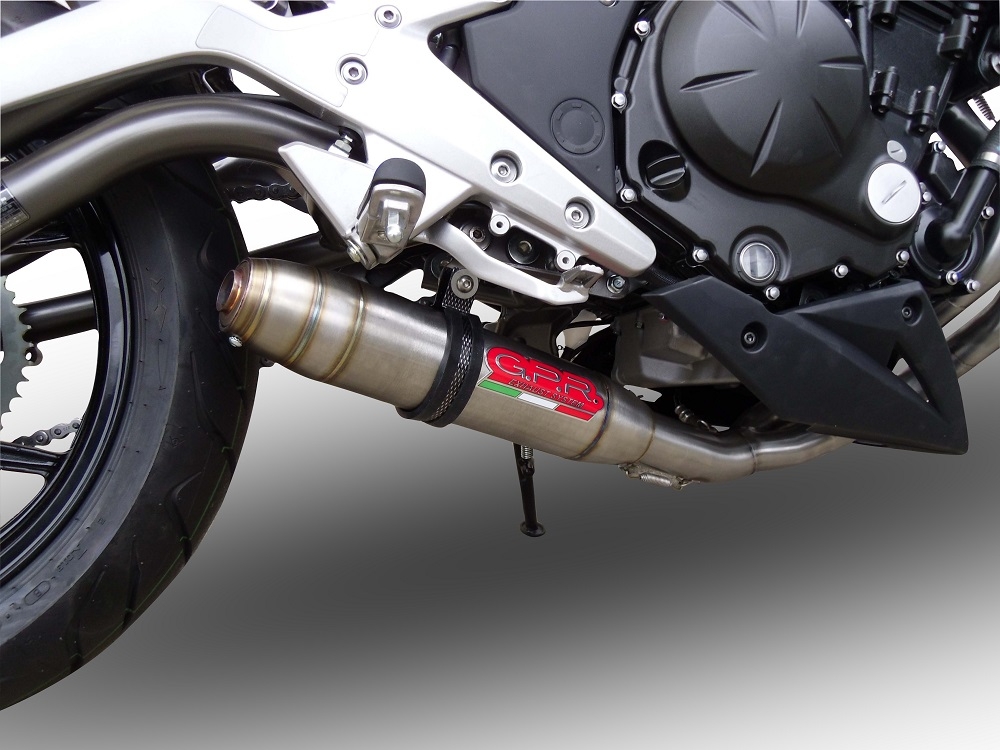 Exhaust compatible with Kawasaki Er 6 N - F 2012-2016, Deeptone Inox, Homologated legal full system exhaust, including removable db killer