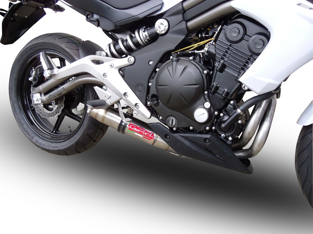 Exhaust compatible with Kawasaki Er 6 N - F 2012-2016, Deeptone Inox, Homologated legal full system exhaust, including removable db killer