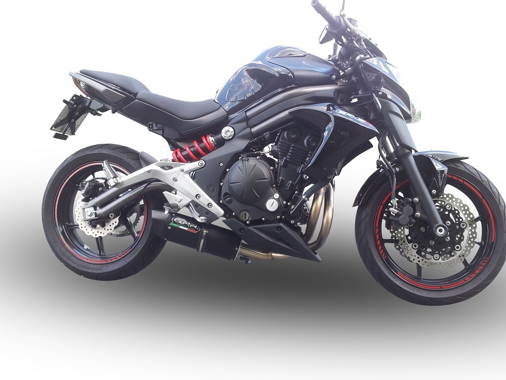 Exhaust compatible with Kawasaki Er 6 N - F 2012-2016, Furore Nero, Homologated legal full system exhaust, including removable db killer