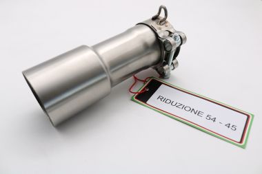 Exhaust compatible with Tuning TUNING 1980-2021, Accessorio - Accessory, Link pipe adapter from Diam 54 To Diam 45