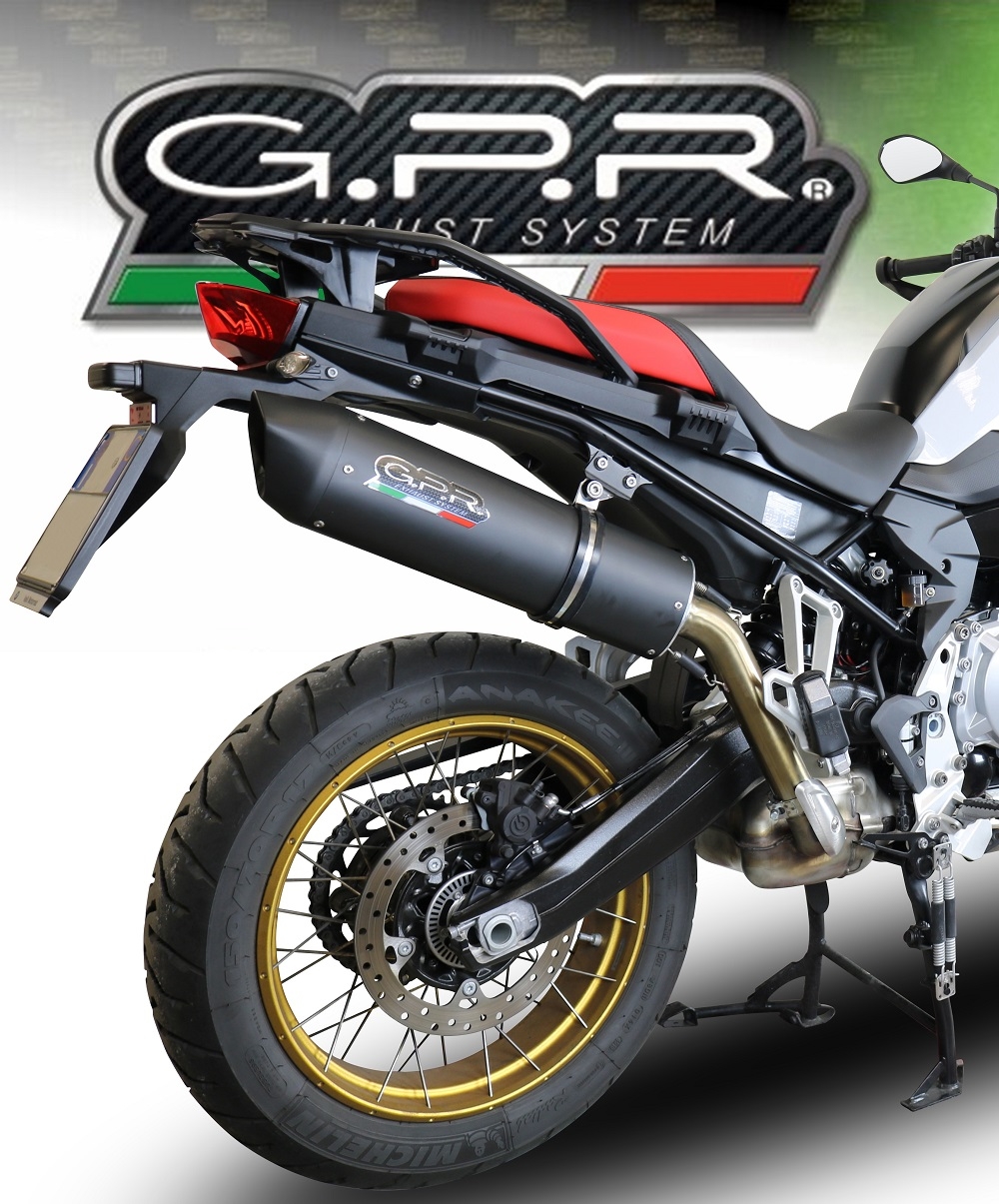 Exhaust compatible with Bmw F 750 Gs 2021-2024, Furore Evo4 Nero, Homologated legal slip-on exhaust including removable db killer and link pipe