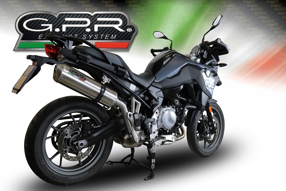 Esapament GPR compatibil cu Bmw F 750 Gs 2018 Evacuare slip-on omologata, inclusiv db killer detașabil și cot de legătură,Satinox