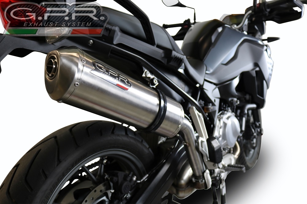 Esapament GPR compatibil cu Bmw F 750 Gs 2018 Evacuare slip-on omologata, inclusiv db killer detașabil și cot de legătură,Satinox
