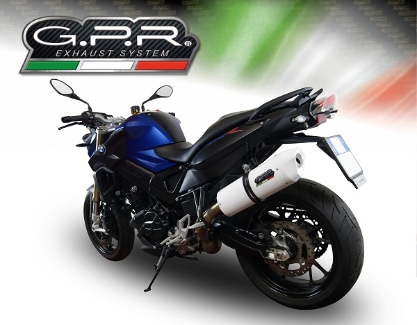Esapament GPR compatibil cu Bmw F 800 R 2009 Evacuare slip-on omologata, inclusiv db killer detașabil și cot de legătură,Albus Ceramic