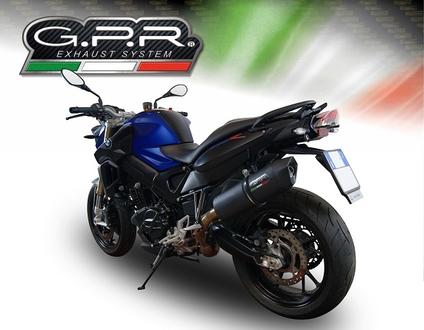 Esapament GPR compatibil cu Bmw F 800 R 2015 Evacuare slip-on omologata, inclusiv db killer detașabil și cot de legătură,Furore Nero