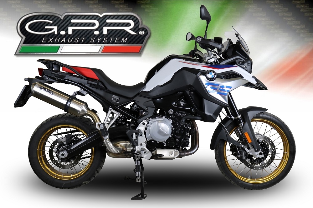Esapament GPR compatibil cu Bmw F 850 Gs -Adventure 2018 Evacuare slip-on omologata, inclusiv db killer detașabil și cot de legătură,Satinox 
