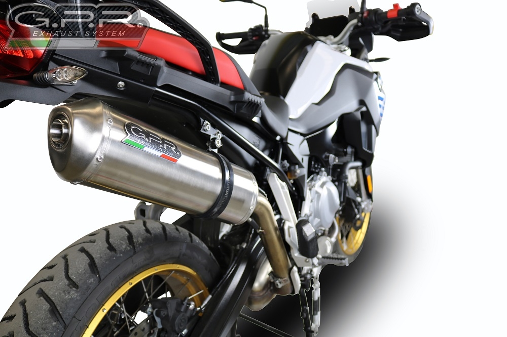 Esapament GPR compatibil cu Bmw F 850 Gs -Adventure 2018 Evacuare slip-on omologata, inclusiv db killer detașabil și cot de legătură,Satinox 