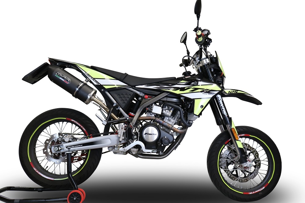Esapament GPR compatibil cu Fantic Motor 125 M Performance 2019 Evacuare slip-on omologata, inclusiv db killer detașabil și cot de legătură,Furore Poppy