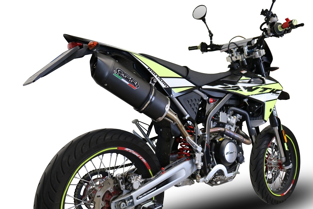 Exhaust compatible with Fantic Motor 125 M Performance 2019-2020, Furore Nero, Homologated legal slip-on exhaust including removable db killer and link pipe