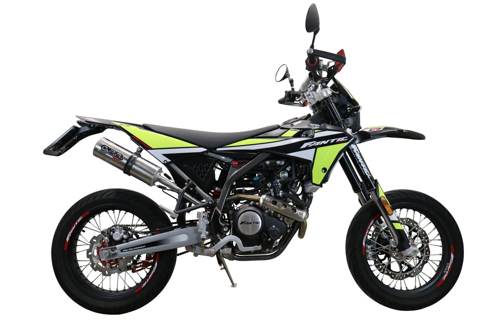 Esapament GPR compatibil cu Fantic Motor XEF 125 2021 Evacuare slip-on omologata, inclusiv db killer detașabil și cot de legătură,M3 Inox 