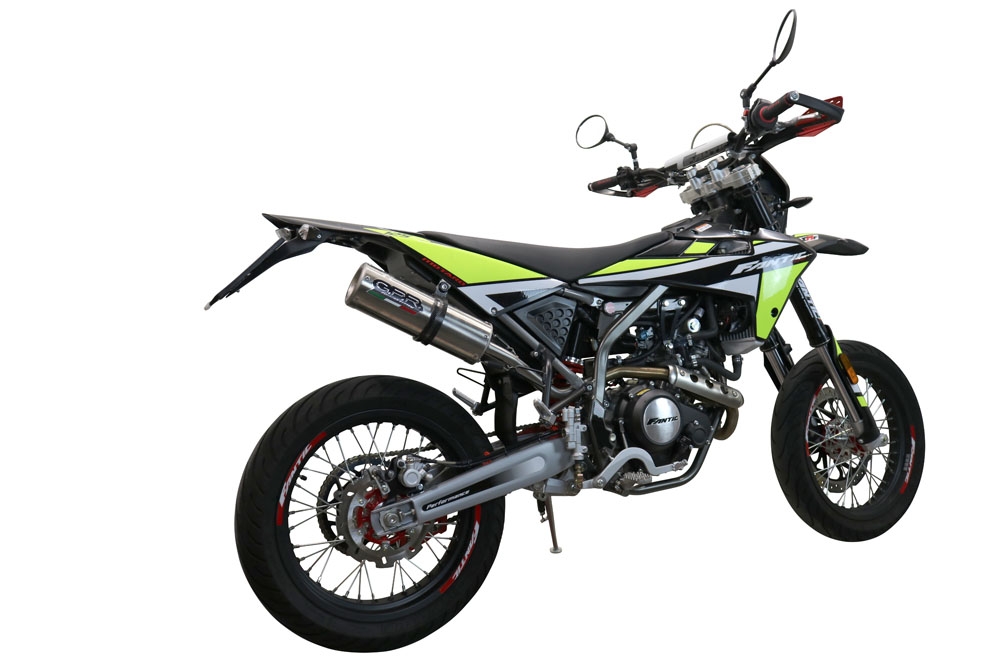 Esapament GPR compatibil cu Fantic Motor XEF 125 2021 Evacuare slip-on omologata, inclusiv db killer detașabil și cot de legătură,M3 Inox 