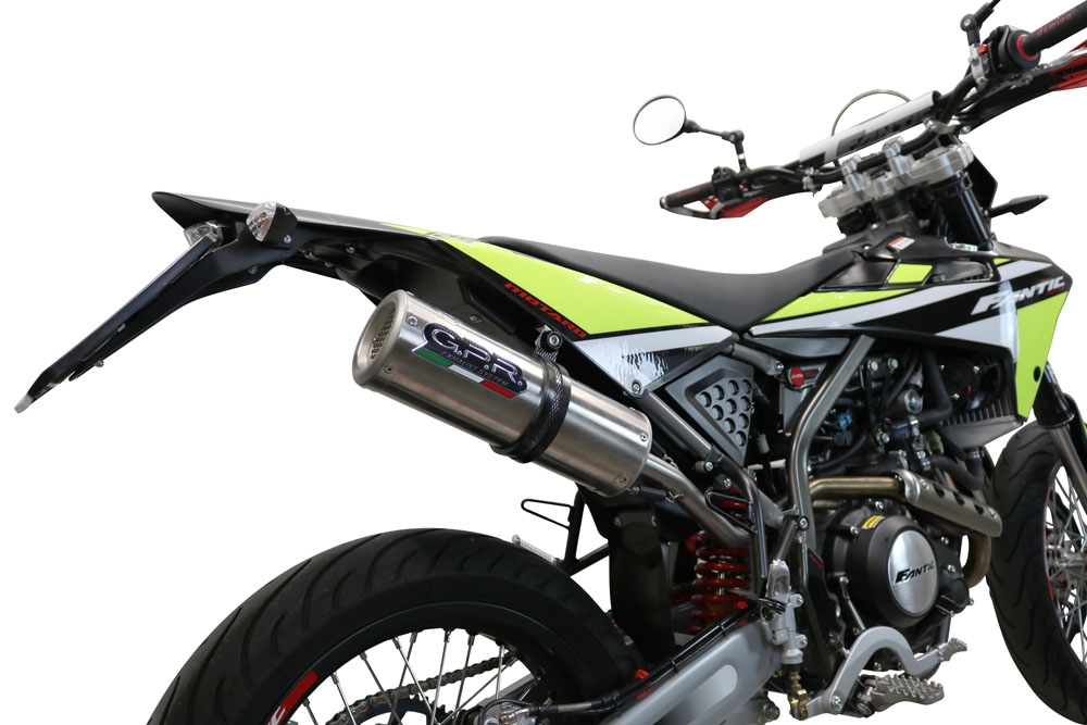 Esapament GPR compatibil cu Fantic Motor XEF 125 2021 Evacuare slip-on omologata, inclusiv db killer detașabil și cot de legătură,M3 Inox 