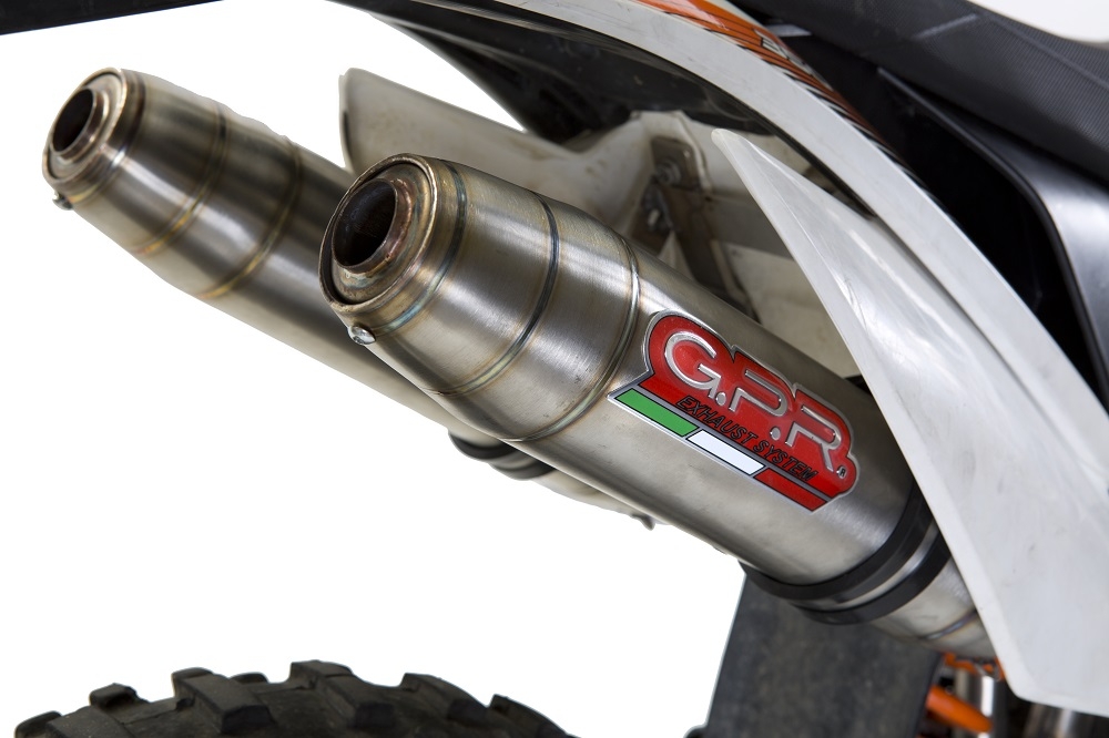 Esapament GPR compatibil cu Ktm Freeride 350 4T 2012 Evacuare cu dublă omologare legală, inclusiv db killers și coturi de legătură detașabile,Deeptone Inox