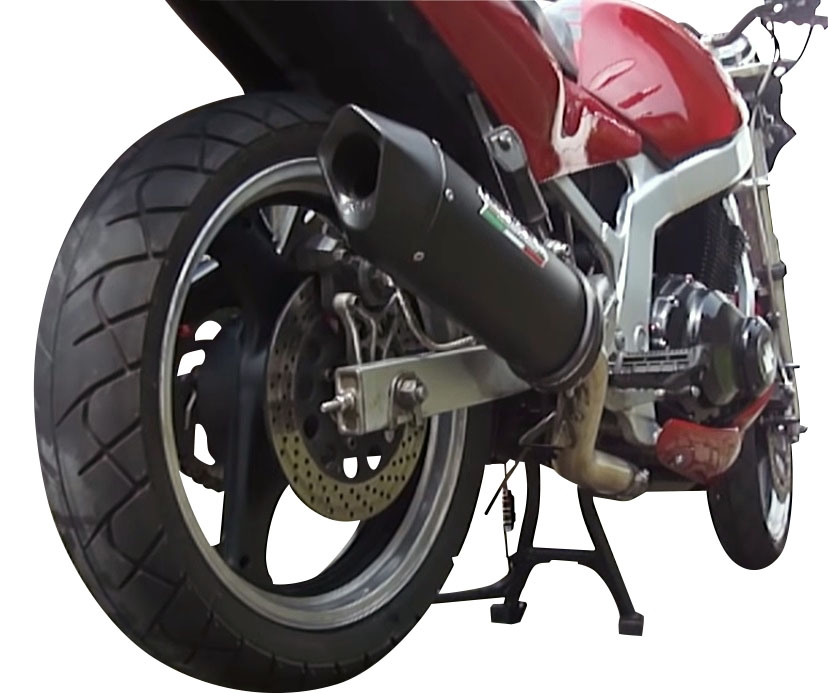Exhaust compatible with Suzuki Gs 500 E - F 1989-2007, Furore Nero, Homologated legal slip-on exhaust including removable db killer and link pipe
