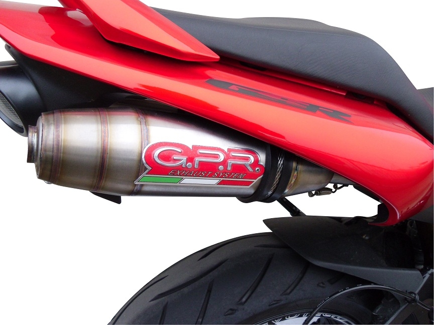 Esapament GPR compatibil cu Suzuki Gsr 600 2006 Evacuare cu dublă omologare legală, inclusiv db killers și coturi de legătură detașabile,Deeptone Inox