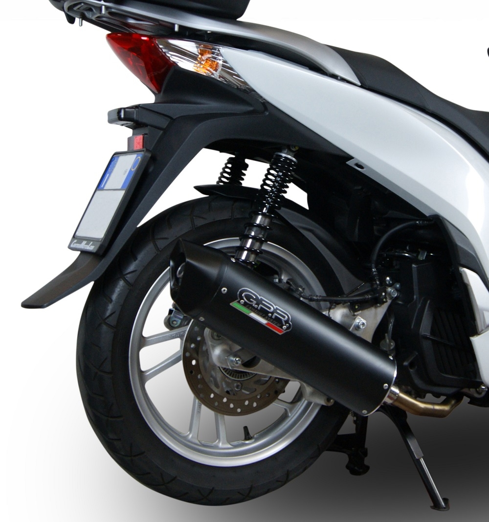 Exhaust compatible with Honda Dylan 150 2000-2006, Furore Nero, Homologated legal full system exhaust, including removable db killer