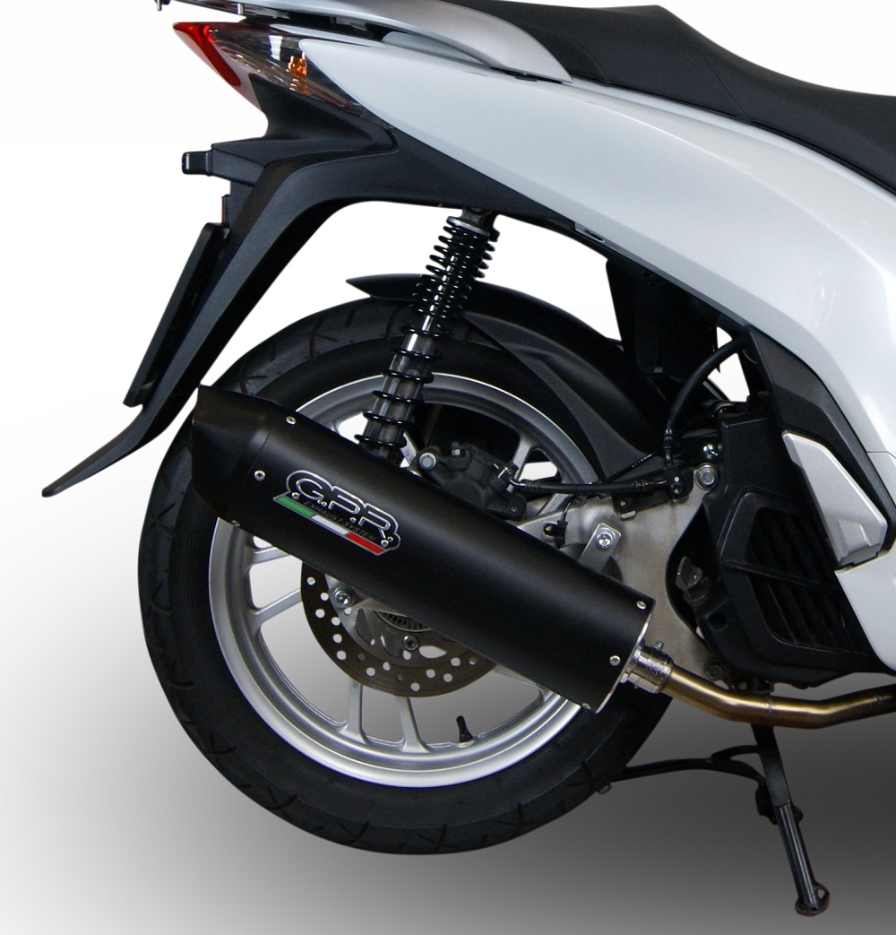 Exhaust compatible with Honda Dylan 150 2000-2006, Furore Nero, Homologated legal full system exhaust, including removable db killer
