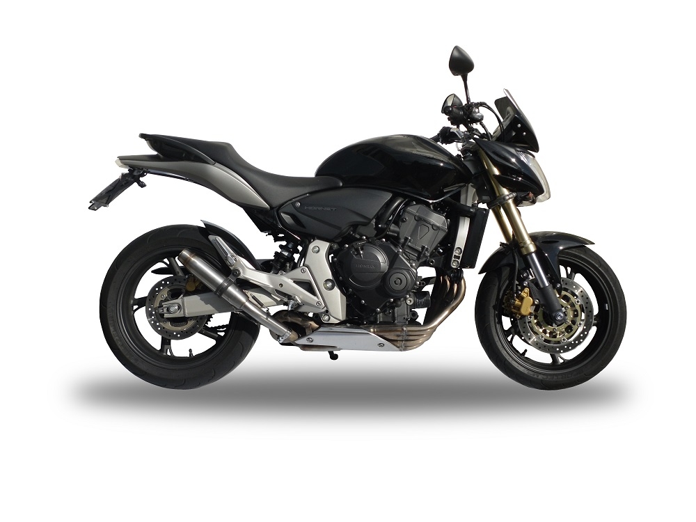 Esapament GPR compatibil cu Honda Hornet Cb 600 F 2007 Evacuare slip-on omologata, inclusiv db killer detașabil și cot de legătură,Deeptone Inox
