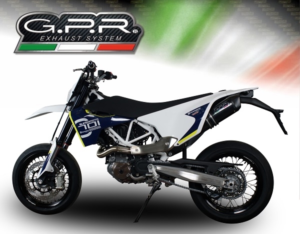 Esapament GPR compatibil cu Husqvarna Supermoto 701 2021 Evacuare slip-on omologata, inclusiv db killer detașabil, cot de legătură și catalizator,Furore Evo4 Poppy