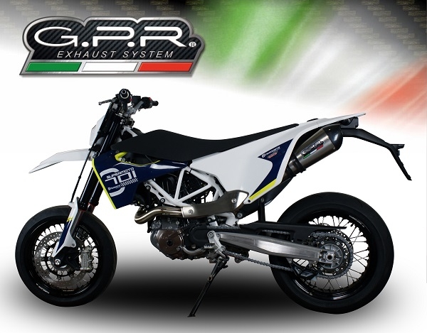 Esapament GPR compatibil cu Husqvarna Supermoto 701 2021 Evacuare slip-on omologata, inclusiv db killer detașabil, cot de legătură și catalizator,New Grand Prix Evo Titanium