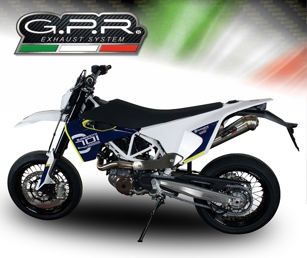 Esapament GPR compatibil cu Husqvarna Supermoto 701 2015 Evacuare slip-on omologata, inclusiv db killer detașabil și cot de legătură,Powercone Evo