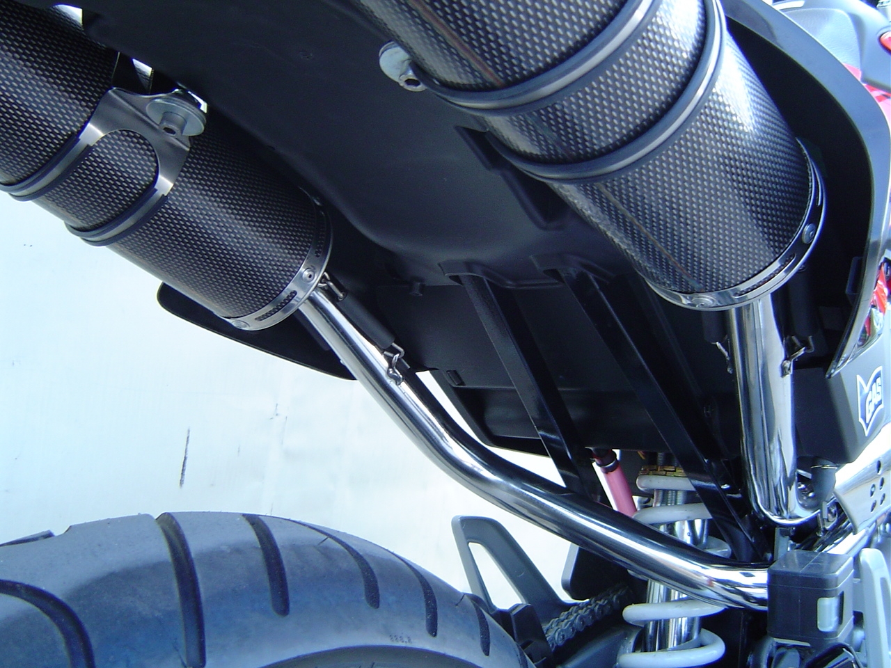 Exhaust compatible with Honda Fmx 650 2005-2008, Inox Tondo, Dual Homologated legal slip-on exhaust including removable db killers and link pipes
