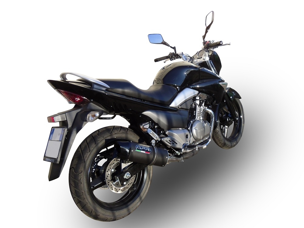 Esapament GPR compatibil cu Suzuki Gw 250 F Inazuma 2012 Evacuare cu dublă omologare legală, inclusiv db killers și coturi de legătură detașabile,Furore Nero