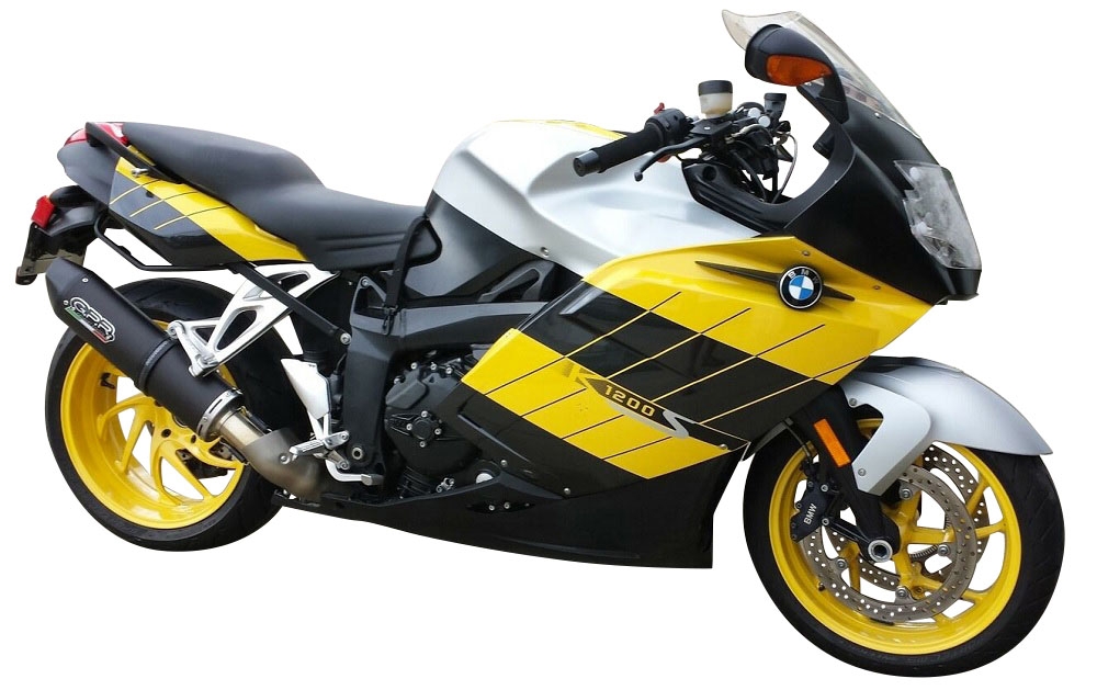 Esapament GPR compatibil cu Bmw K 1200 S -R 2004 Evacuare slip-on omologata, inclusiv db killer detașabil, cot de legătură și catalizator,Furore Nero