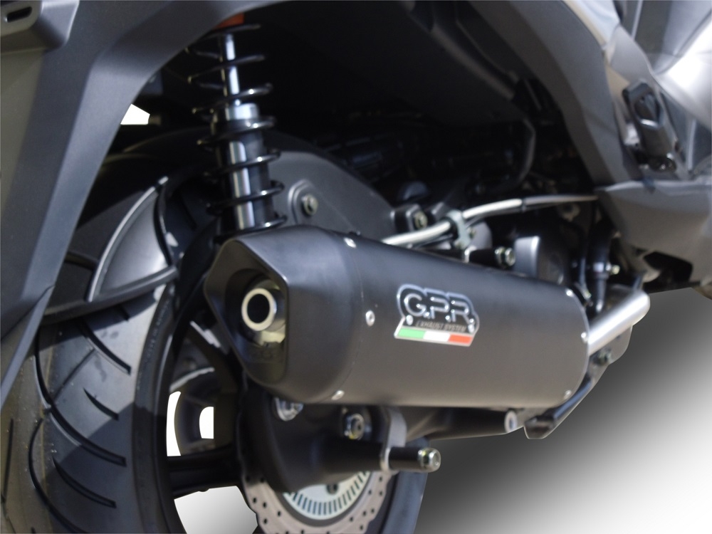 Exhaust compatible with Hyosung Comet 650 Gt - R 2004-2016, Furore Nero, Homologated legal bolt-on silencer including removable db killer