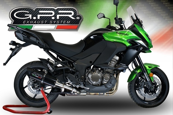 Esapament GPR compatibil cu Kawasaki Versys 1000 I.E. 2017 Evacuare slip-on omologata, inclusiv db killer detașabil și cot de legătură,Furore Evo4 Nero