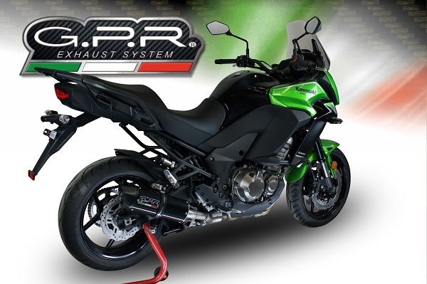 Esapament GPR compatibil cu Kawasaki Versys 1000 I.E. 2017 Evacuare slip-on omologata, inclusiv db killer detașabil și cot de legătură,Furore Evo4 Nero