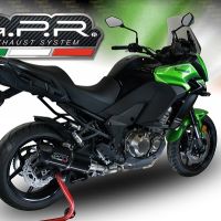 Esapament GPR compatibil cu Kawasaki Versys 1000 I.E. 2017 Evacuare slip-on omologata, inclusiv db killer detașabil și cot de legătură,Furore Evo4 Nero