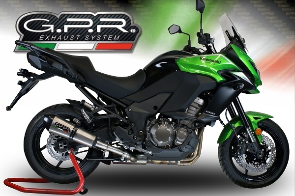 Esapament GPR compatibil cu Kawasaki Versys 1000 I.E. 2017 Evacuare slip-on omologata, inclusiv db killer detașabil și cot de legătură,New Grand Prix Evo Titanium