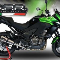 Esapament GPR compatibil cu Kawasaki Versys 1000 I.E. 2017 Evacuare slip-on omologata, inclusiv db killer detașabil și cot de legătură,New Grand Prix Evo Titanium