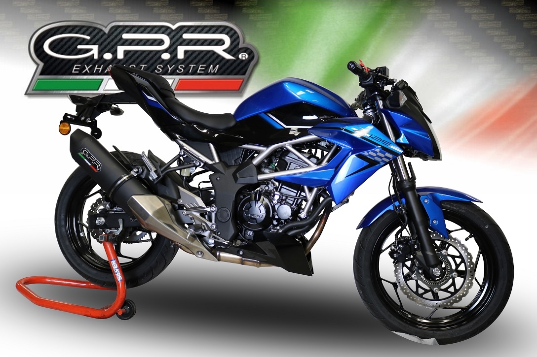 Esapament GPR compatibil cu Kawasaki Ninja 125 2021 Evacuare slip-on omologata, inclusiv db killer detașabil și cot de legătură,Furore Evo4 Nero