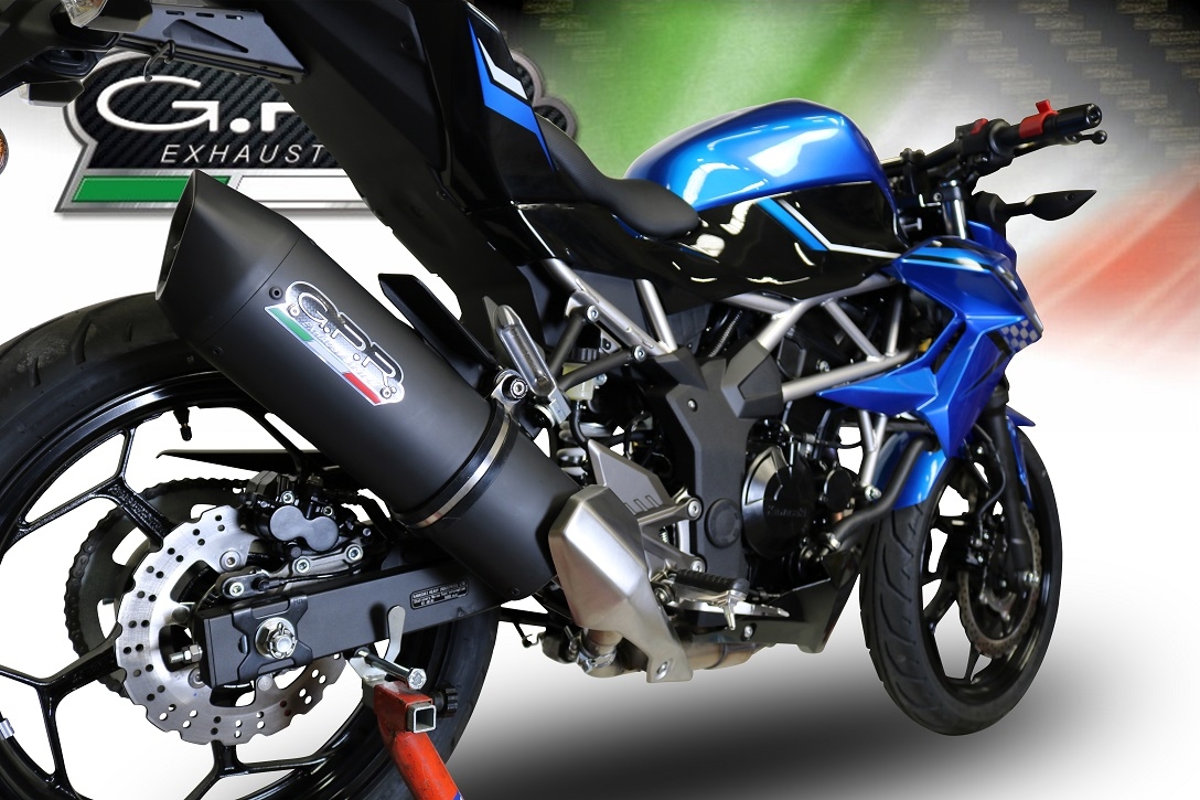 Esapament GPR compatibil cu Kawasaki Ninja 125 2021 Evacuare slip-on omologata, inclusiv db killer detașabil și cot de legătură,Furore Evo4 Nero