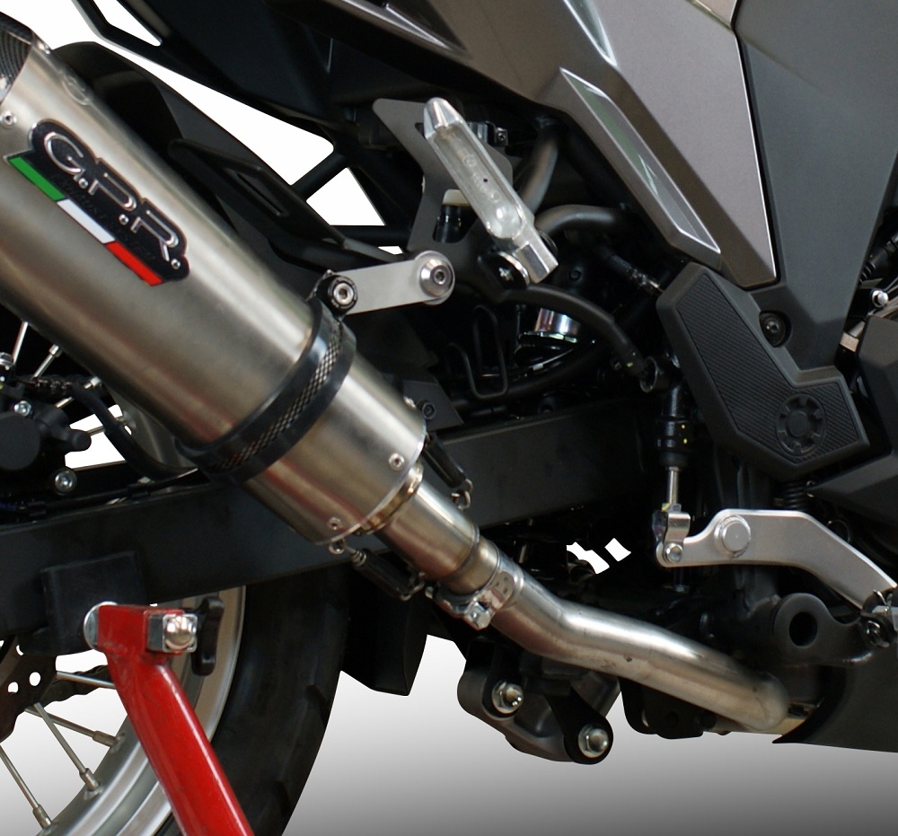 Esapament GPR compatibil cu Kawasaki Versys-X 250 2017 Evacuare slip-on omologata, inclusiv db killer detașabil, cot de legătură și catalizator,Furore Evo4 Nero