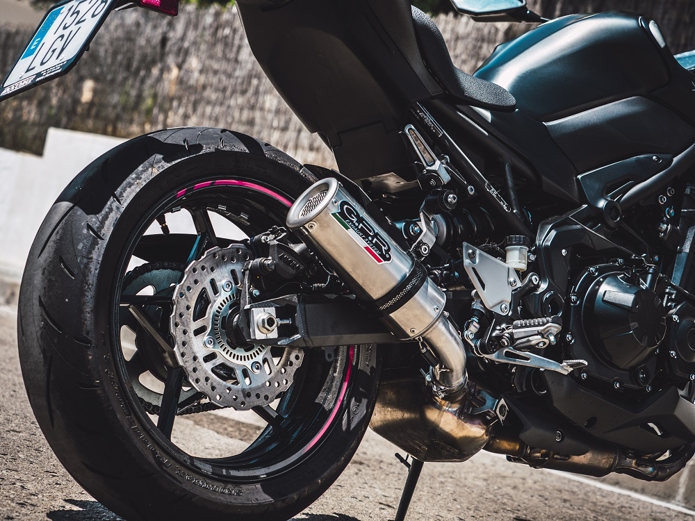 Esapament GPR compatibil cu Kawasaki Z 900 2017 Evacuare slip-on omologata, inclusiv db killer detașabil și cot de legătură,M3 Inox 