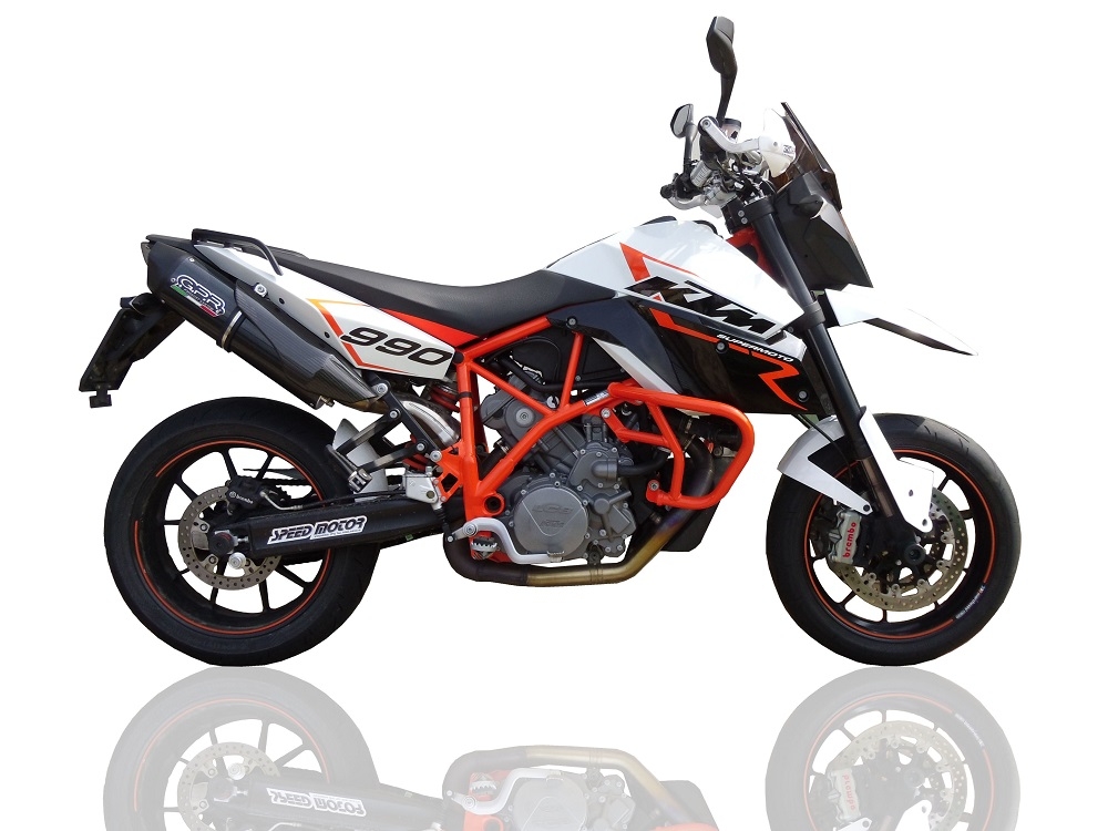 Esapament GPR compatibil cu Ktm Lc8 Smt 990 2008 Evacuari de zgomot cu șuruburi legale omologate duble, inclusiv db killer și catalizatori detașabili,Furore Nero