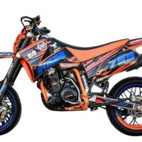Exhaust compatible with Ktm EGS Adventure - LC4 1999-2003, Furore Nero, Homologated legal slip-on exhaust including removable db killer and link pipe